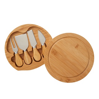5-Piece Swivel Top Bamboo Cheese Board Set