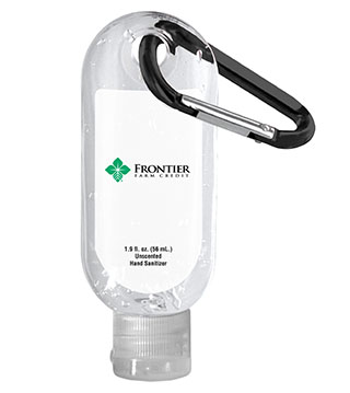 BLK26-ZS19 - 1.9 oz. Clear Sanitizer in Clear Bottle with Carabiner