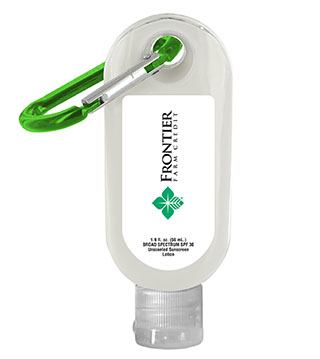 BLK26-ZSUN19 - 1.9oz. SPF 30 Sunscreen in Clear Bottle with Carabiner
