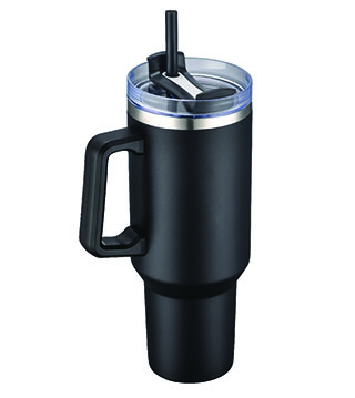 40 oz. Double Wall Tumbler with Handle and Straw - Black